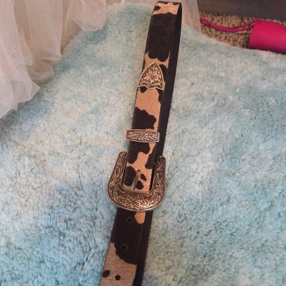 Cow Print Belt with Silver Buckle - Picture 3 of 6